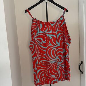 escapada Red & Aqua Printed Spaghetti-Strap Top